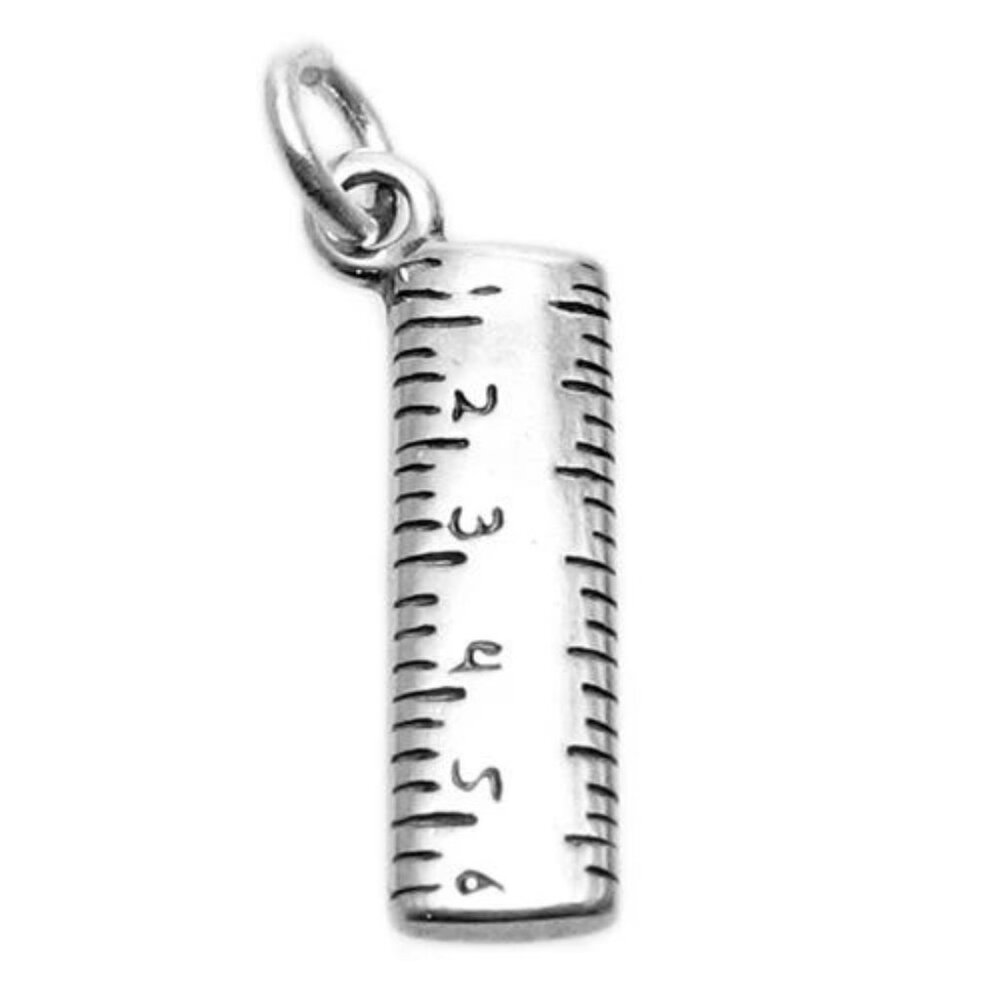 School Ruler Charm. Sterling Silver